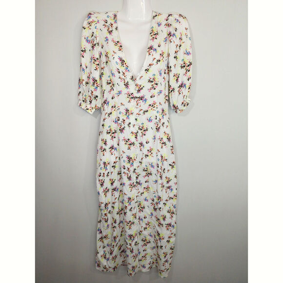 AFRM Floral V-Neck Midi Dress - XS - Multicolor V-Neck Summer Party Boho - Picture 1 of 11